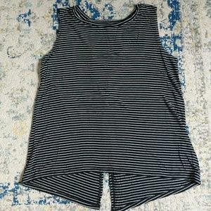 Black and White stripe swing top with split back